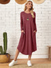 Pocketed Round Neck Long Sleeve Tee Dress-Teresa's Fashionista LLC