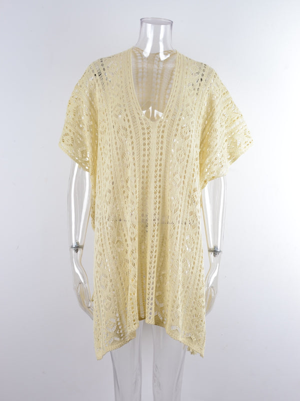 Cutout V-Neck Cover-Up with Tassel-Teresa's Fashionista LLC
