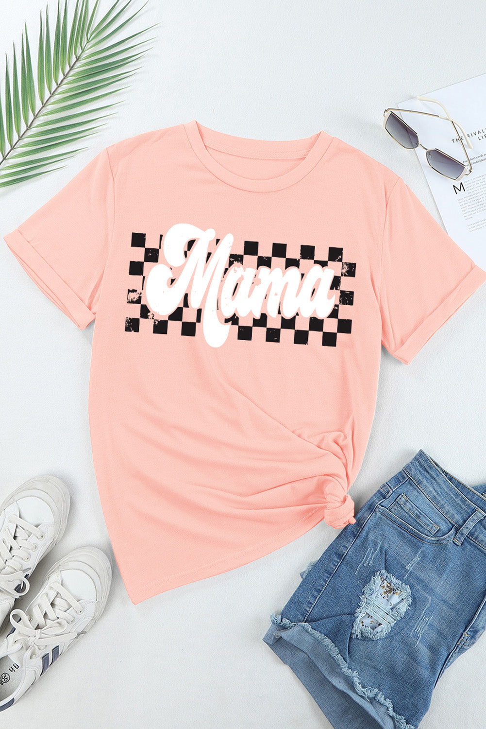 MAMA Round Neck Short Sleeve T-Shirt-Teresa&#39;s Fashionista LLC