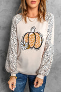 Pumpkin Graphic Round Neck Long Sleeve Top - Teresa's Fashionista LLC
