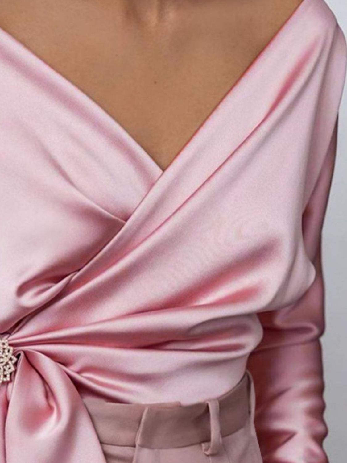 Surplice Long Sleeve Blouse - Teresa's Fashionista LLC
