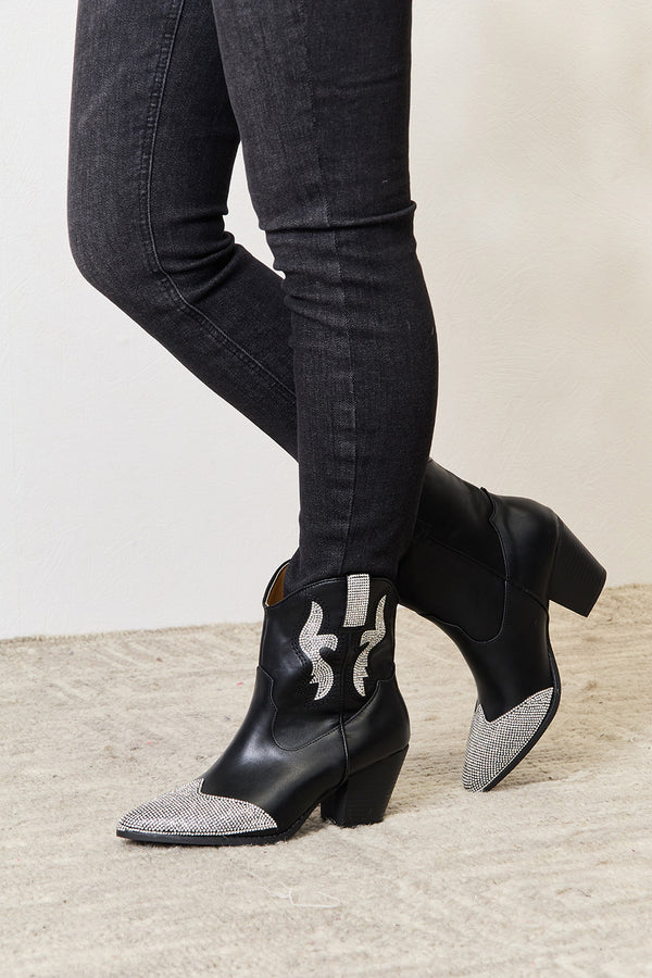 East Lion Corp Rhinestone Pointed Boots-Teresa's Fashionista LLC