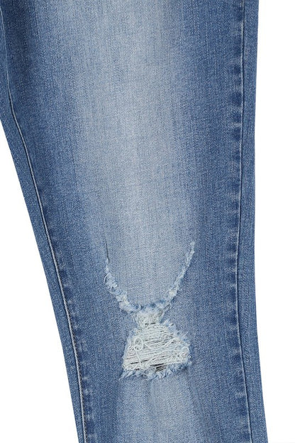 Dark wash distressed skinny jeans - Teresa's Fashionista LLC