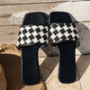 Plaid Open Toe Flat Sandals-Teresa's Fashionista LLC