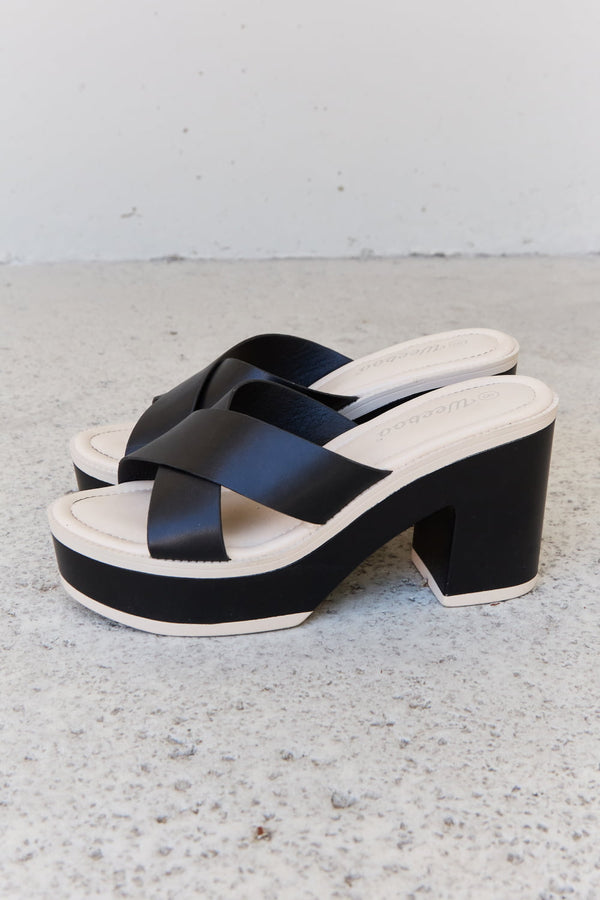 Weeboo Cherish The Moments Contrast Platform Sandals in Black-Teresa's Fashionista LLC