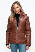 How Dare U Pocketed Zip Up Puffer Jacket with Removable Hood - Teresa's Fashionista LLC