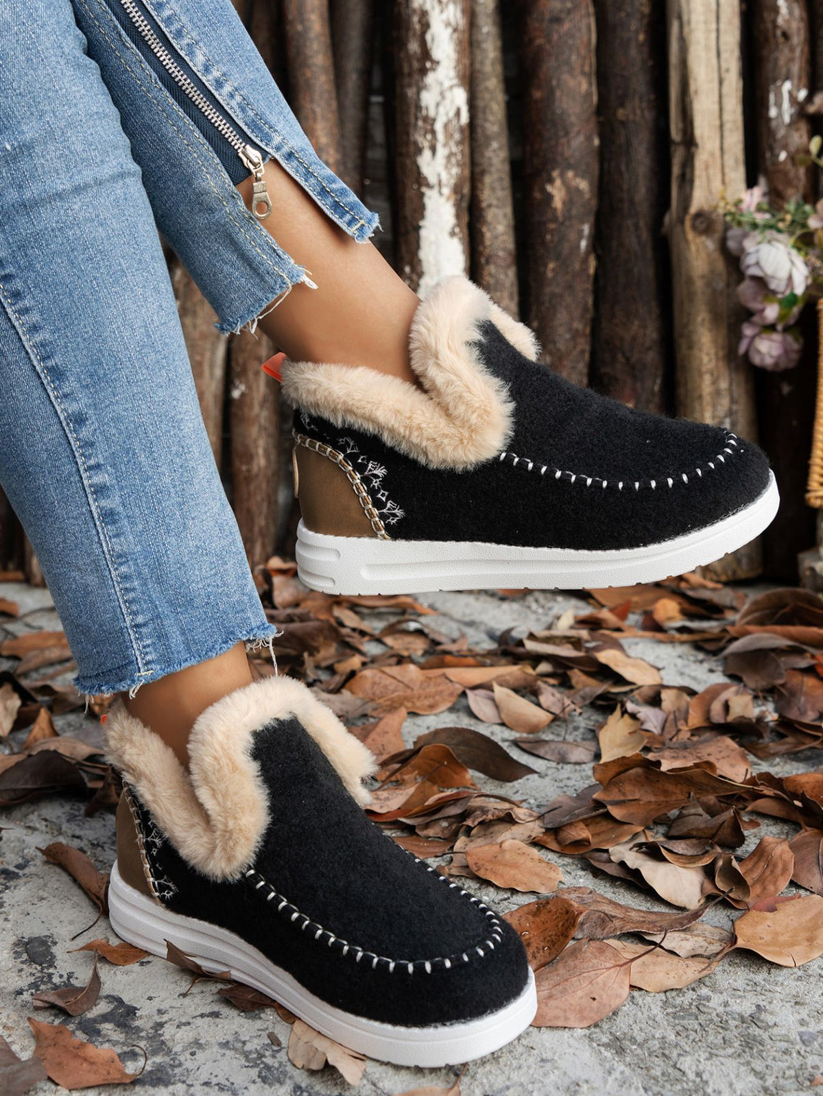 Furry Suede Round Toe Flat Sneakers - Teresa's Fashionista LLC