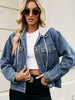 Drawstring Hooded Button Up Denim Jacket-Teresa's Fashionista LLC