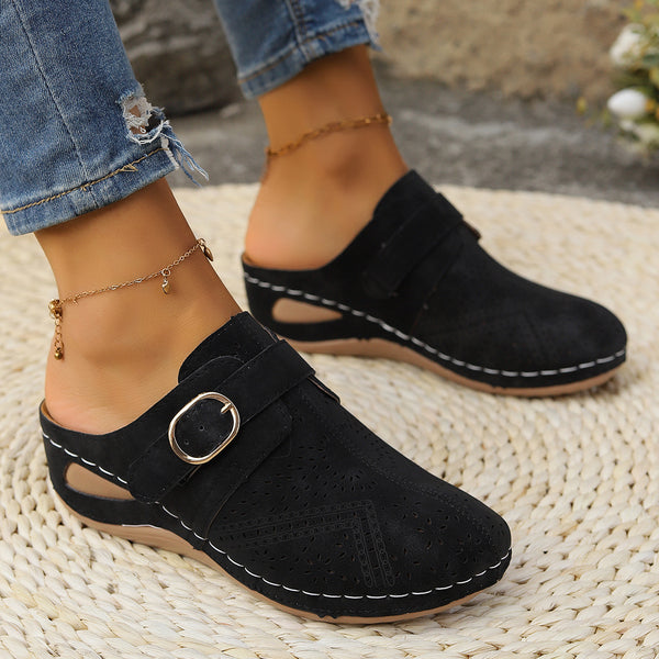 Suede Round Toe Wedge Sandals-Teresa's Fashionista LLC