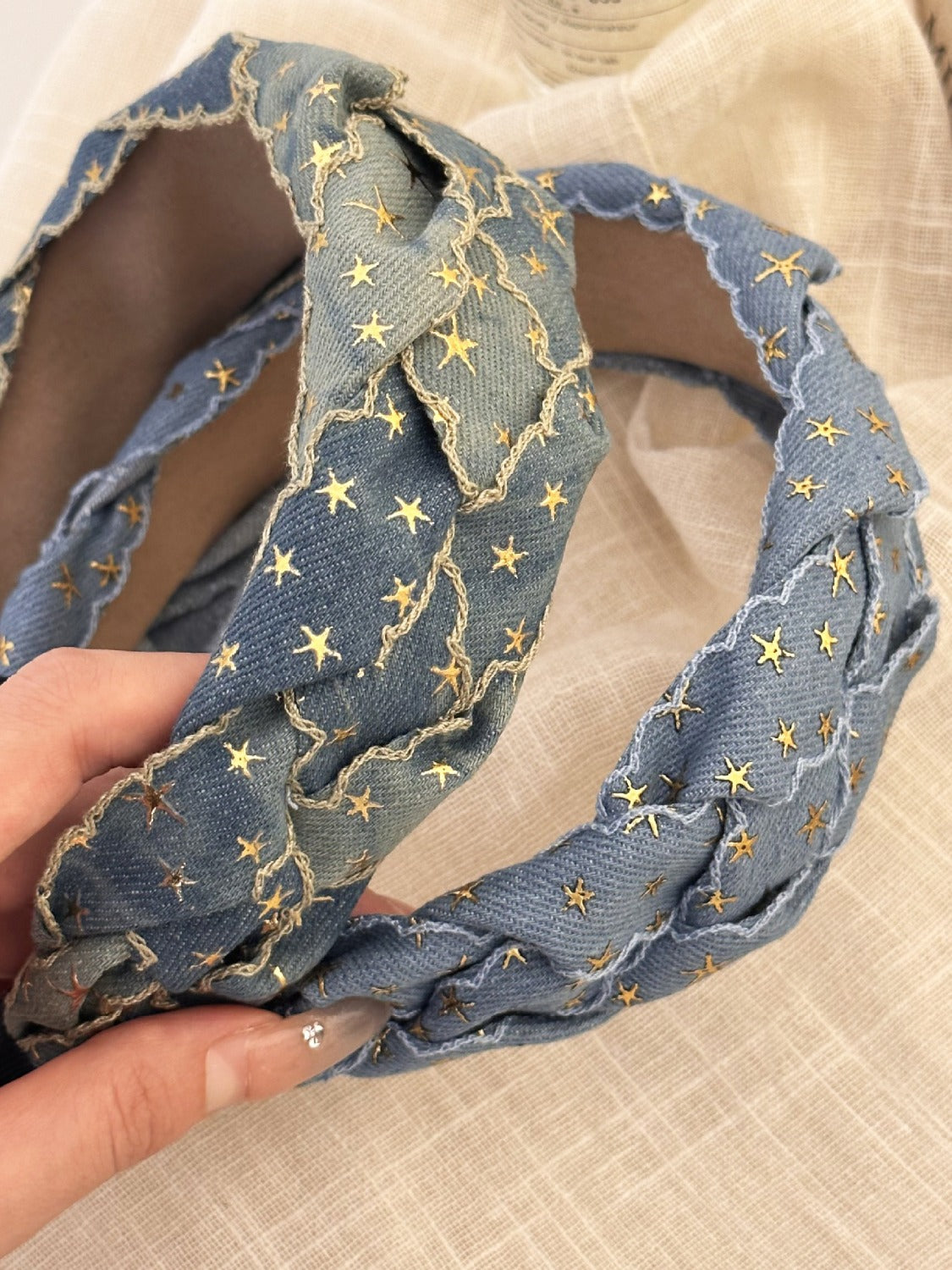 Star Braided Wide Denim Headband - Teresa's Fashionista LLC