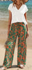 Women's Solid V-Neck Short Sleeve Top And Botanical Print Pants - Teresa's Fashionista LLC