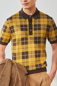 Men's Plus Size Plaid Short Sleeve Polo