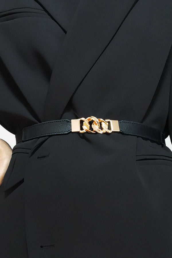 Zinc Alloy Buckle Elastic PU Belt-Teresa's Fashionista LLC