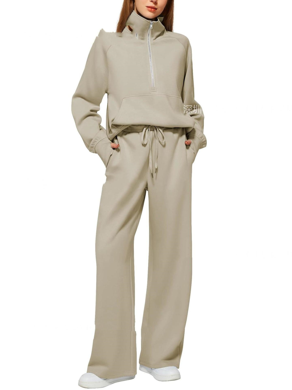 Solid Color Long-sleeved Sweater Trousers Suit Women's Suit - Teresa's Fashionista LLC