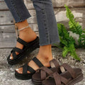 Crisscross PU Leather Flat Sandals-Teresa's Fashionista LLC