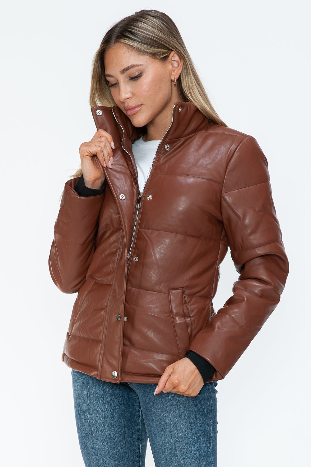 YMI Pocketed Zip Up Turtleneck Puffer Jacket - Teresa's Fashionista LLC