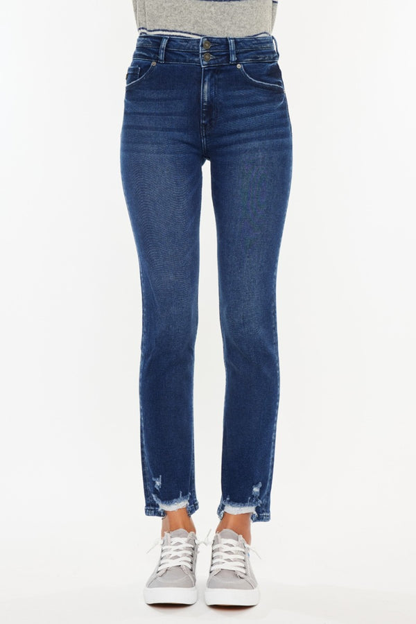 Kancan High Rise Slim Straight Jeans-Teresa's Fashionista LLC