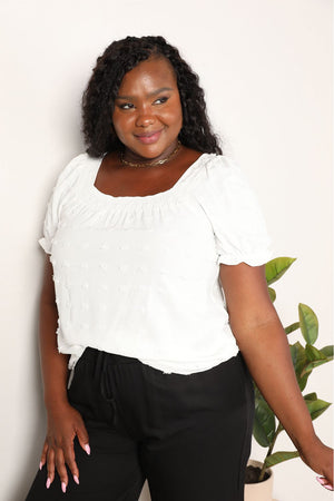 Swiss Dot Puff Sleeve Square Neck Blouse-Teresa's Fashionista LLC