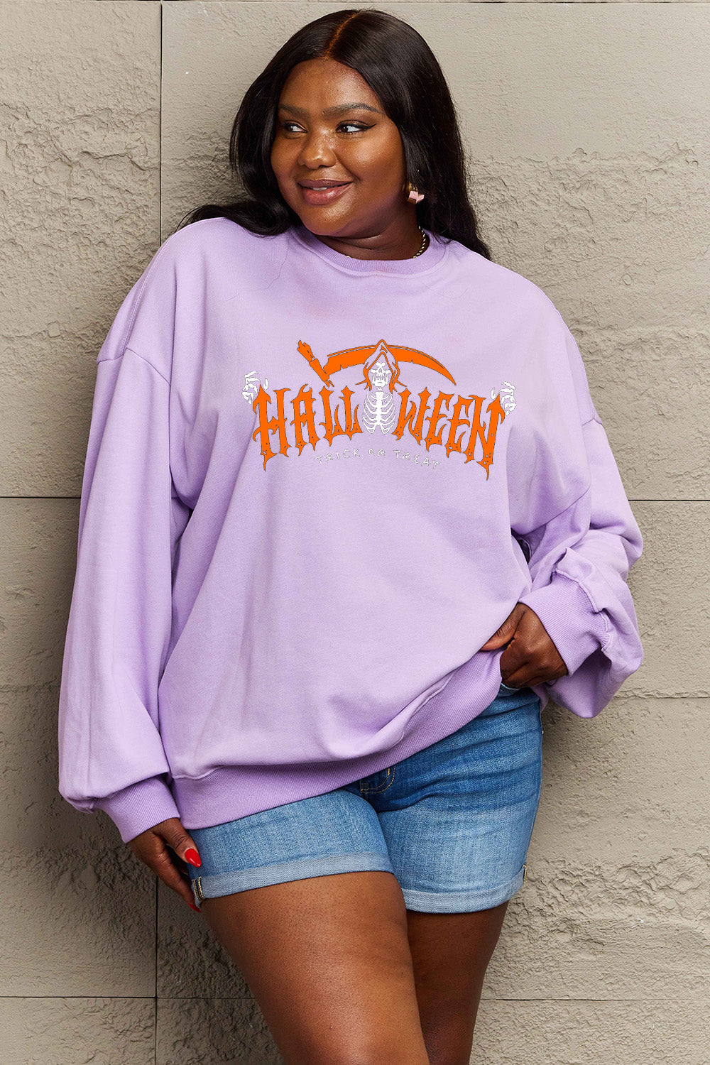 Simply Love Full Size HALLOWEEN TRICK OR TREAT Graphic Sweatshirt - Teresa's Fashionista LLC