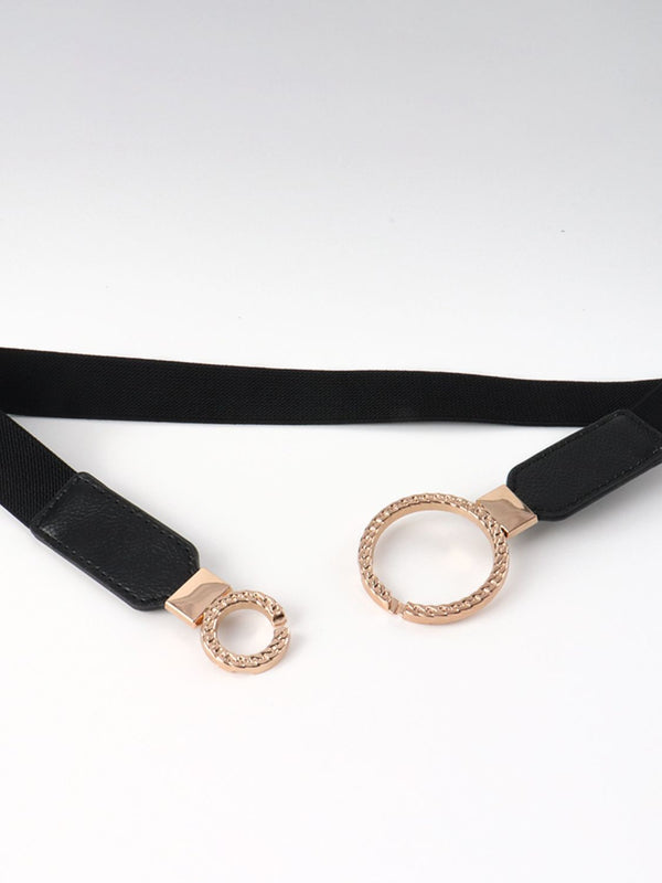 Double Ring Buckle Elastic PU Belt-Teresa's Fashionista LLC