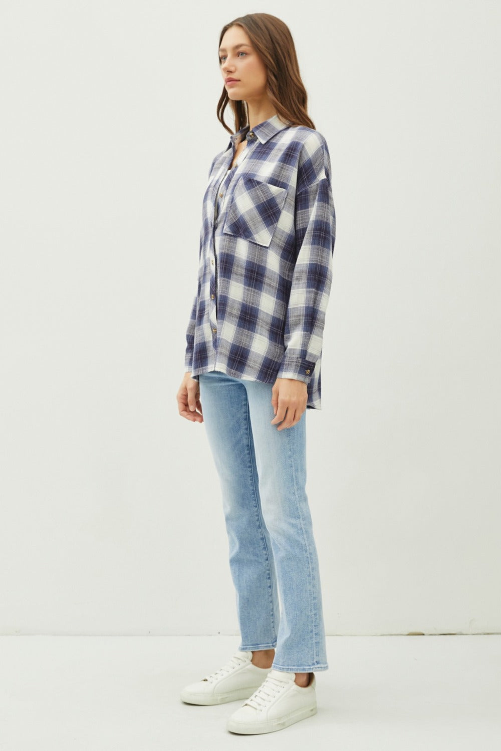 Be Cool Plaid Flannel Button Down Shirt with Chest Pocket - Teresa's Fashionista LLC