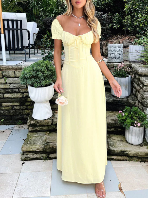 Devine Sweetheart Neck Short Sleeve Maxi Dress - Teresa's Fashionista LLC