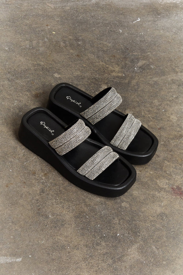 Qupid Bright Mind Platform Wedge Rhinestone Sandal-Teresa's Fashionista LLC