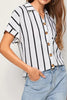 Striped Button Up Short Sleeve Shirt-Teresa's Fashionista LLC