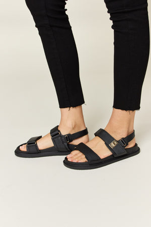 WILD DIVA Velcro Double Strap Slingback Sandals-Teresa's Fashionista LLC
