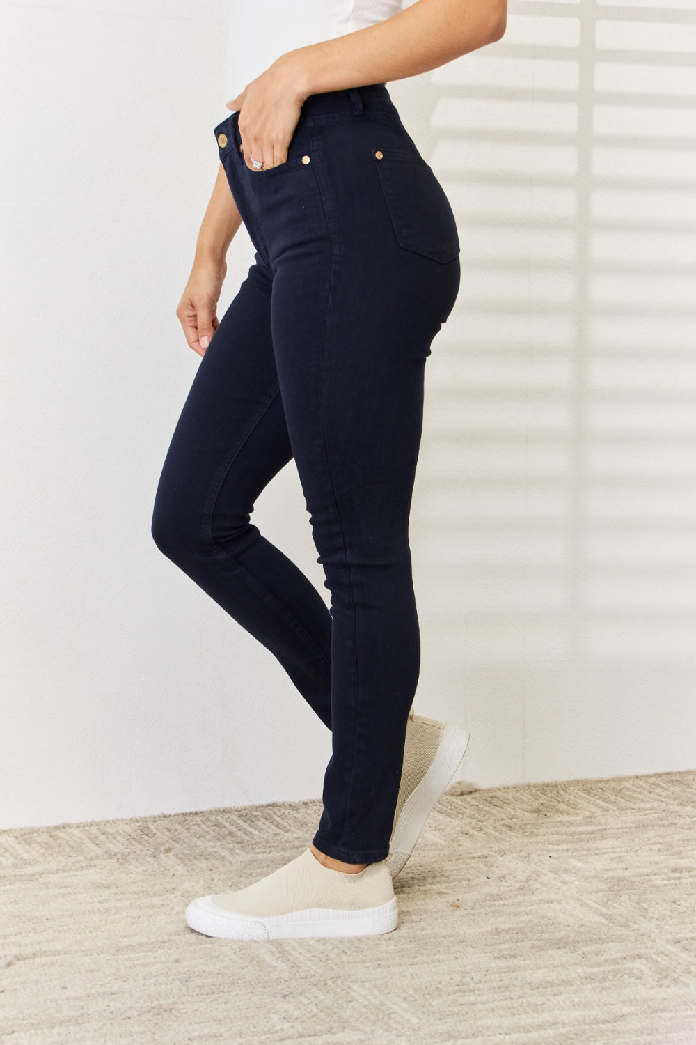 Judy Blue Full Size Garment Dyed Tummy Control Skinny Jeans-Teresa&#39;s Fashionista LLC