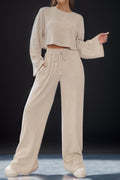 Round Neck Long Sleeve Top and Pants Set-Teresa's Fashionista LLC