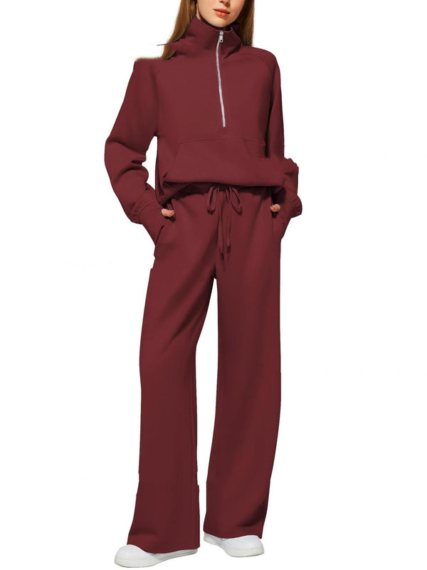 Solid Color Long-sleeved Sweater Trousers Suit Women's Suit - Teresa's Fashionista LLC