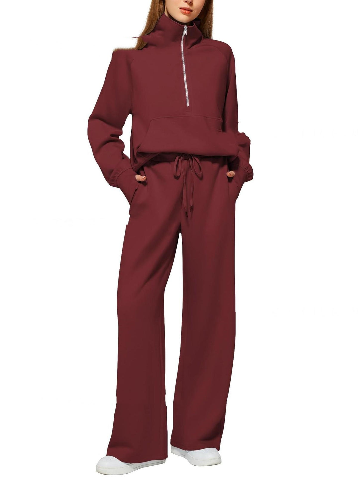 Solid Color Long-sleeved Sweater Trousers Suit Women's Suit - Teresa's Fashionista LLC