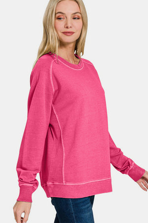 Zenana Full Size Pigment Dyed French Terry Sweatshirt - Teresa's Fashionista LLC