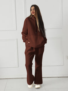Women's Fashionable Casual Solid Color Long Sleeved Sweatshirt Set - Teresa's Fashionista LLC