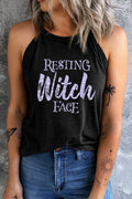 Round Neck RESTING WITCH FACE Graphic Tank Top - Teresa's Fashionista LLC