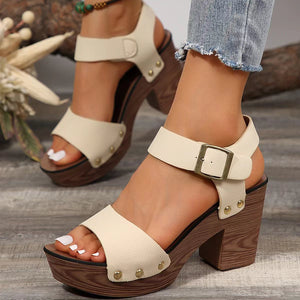 Peep Toe Block Heel Sandals-Teresa's Fashionista LLC