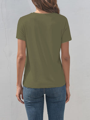 Heart Round Neck Short Sleeve T-Shirt-Teresa's Fashionista LLC