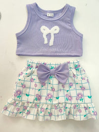 Children's Bowknot Tank Top and Skirt Set
