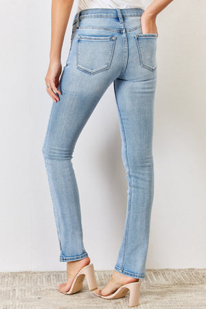 Kancan Full Size Mid Rise Y2K Slit Bootcut Jeans-Teresa's Fashionista LLC