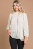 Culture Code Full Size Swiss Dot Smocked Mock Neck Blouse-Teresa's Fashionista LLC