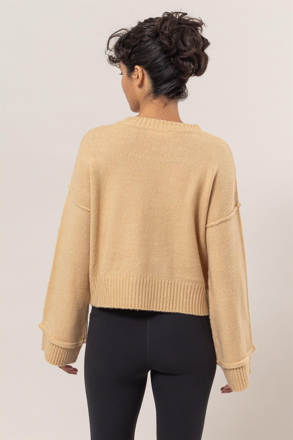 HYFVE Round Neck Dropped Shoulder Ribbed Sweater - Teresa's Fashionista LLC