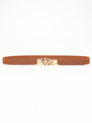 Zinc Alloy Buckle Elastic PU Belt-Teresa's Fashionista LLC