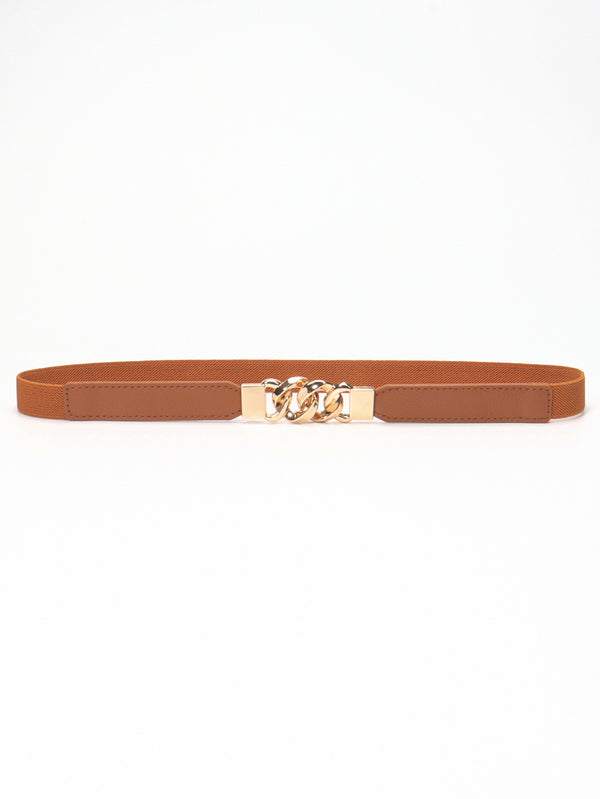 Zinc Alloy Buckle Elastic PU Belt-Teresa's Fashionista LLC
