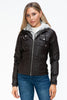 YMI Removable Faux Layered Multi-Pocket Jacket with Fuzzy Hood - Teresa's Fashionista LLC