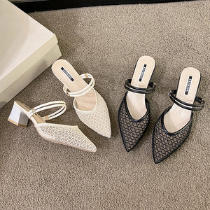 Point Toe Block Heel Sandals-Teresa's Fashionista LLC