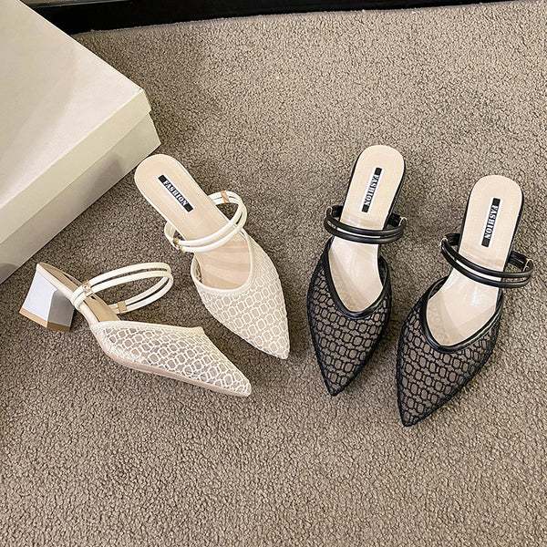 Point Toe Block Heel Sandals-Teresa's Fashionista LLC