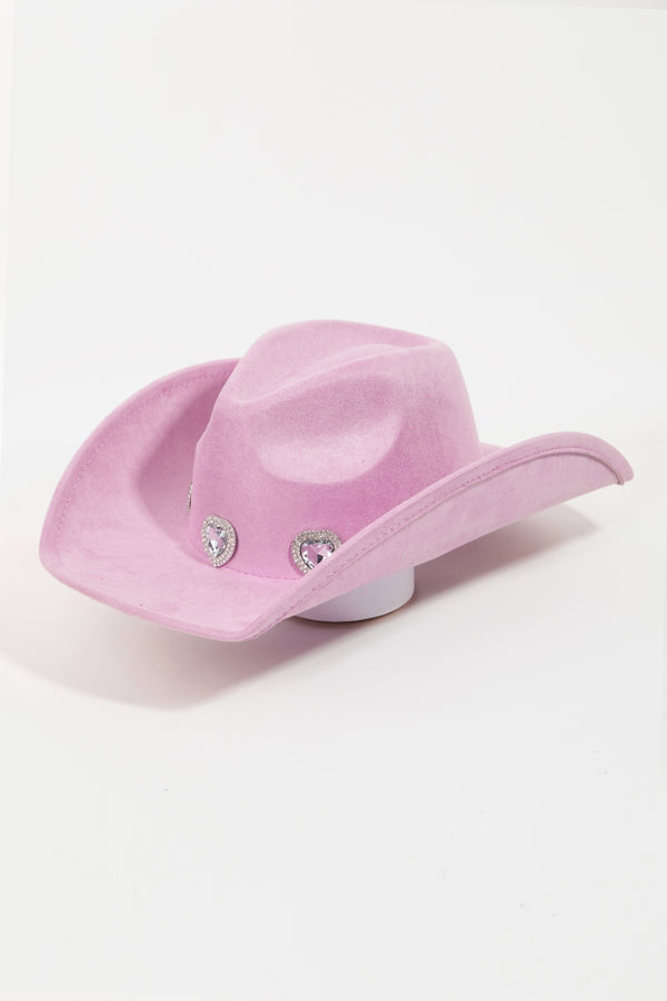 Fame Rhinestone Pave Heart Cowboy Hat-Teresa's Fashionista LLC