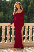 Square Neck Long Sleeve Dress-Teresa's Fashionista LLC