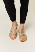 Forever Link Rhinestone Crisscross Flat Sandals-Teresa's Fashionista LLC